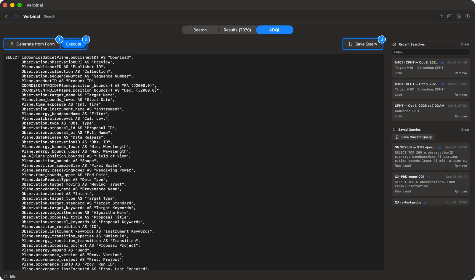 The ADQL editor