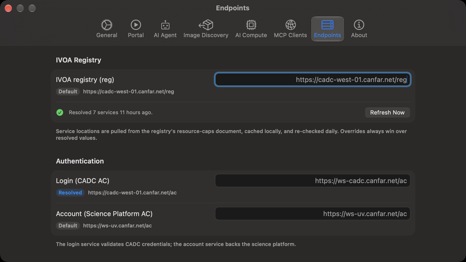 Settings ▸ Endpoints