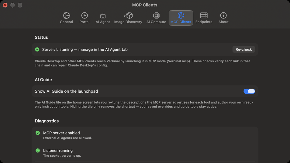 Settings ▸ MCP Clients