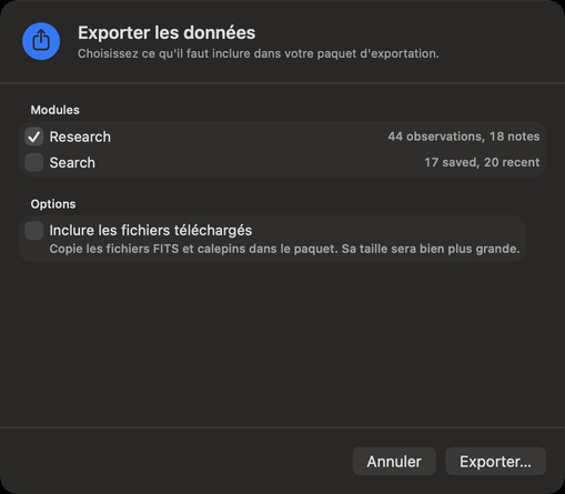 Exporter les données