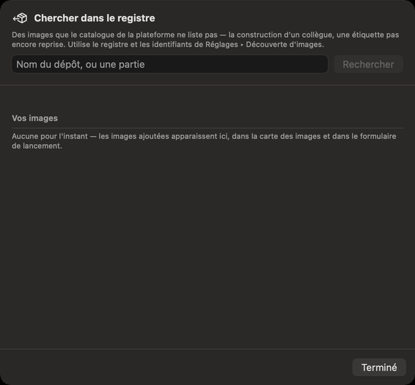 Chercher dans le registre